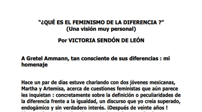 DOCUMENTO 📄 ¿Qué es el feminismo de la diferencia? (Victoria Sendón de León)